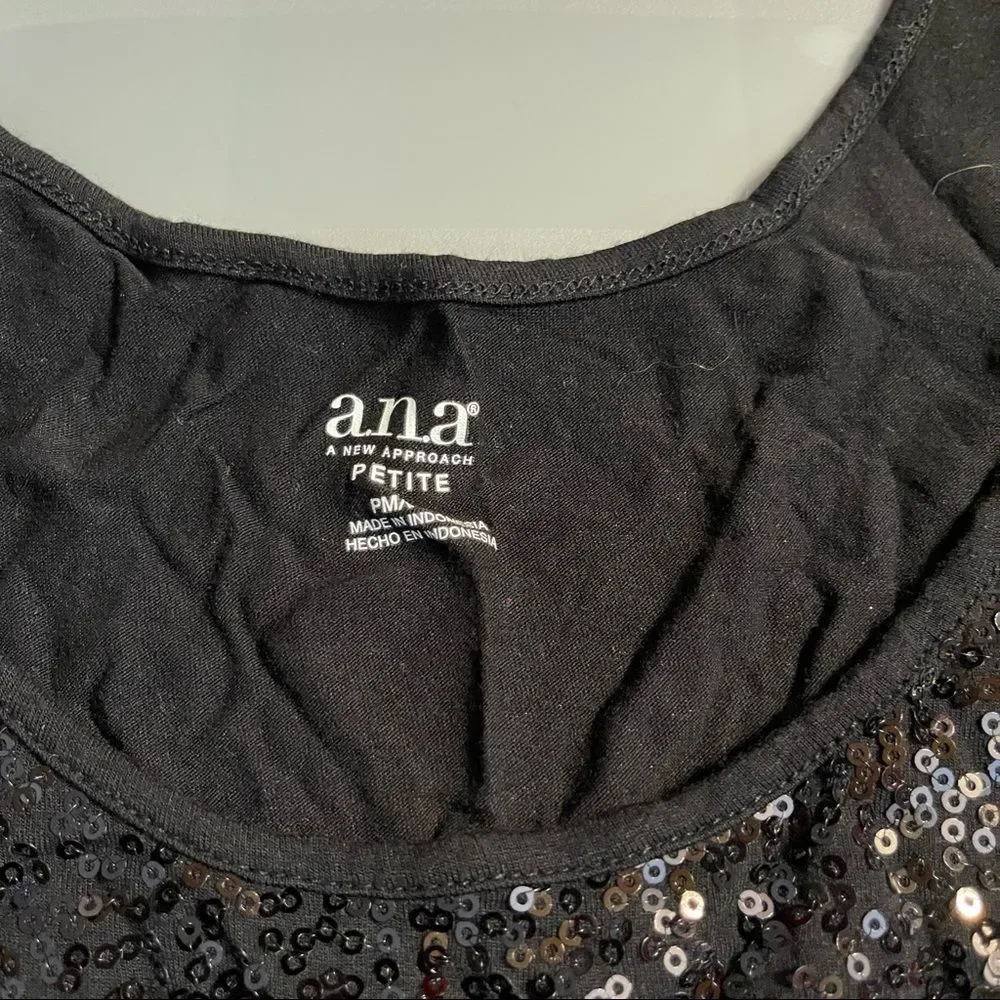 A.N.A Women’s Black Sequin Tank Top Petite Medium - Picture 3 of 4